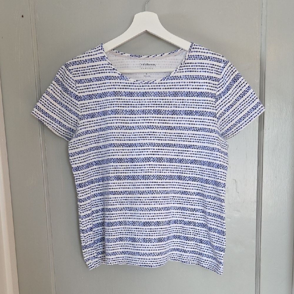Croft & Barrow Blue and White Striped Short Sleeve Tee Size L